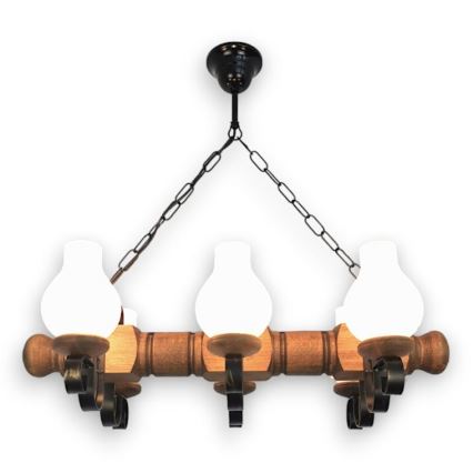 Brilagi - Chandelier on a chain RUSTIC 6xE14/40W/230V beech