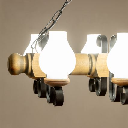 Brilagi - Chandelier on a chain RUSTIC 6xE14/40W/230V beech