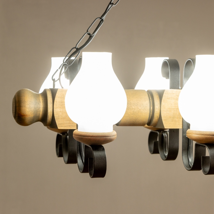 Brilagi - Chandelier on a chain RUSTIC 6xE14/40W/230V beech