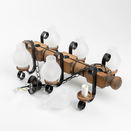 Brilagi - Chandelier on a chain RUSTIC 6xE14/40W/230V beech
