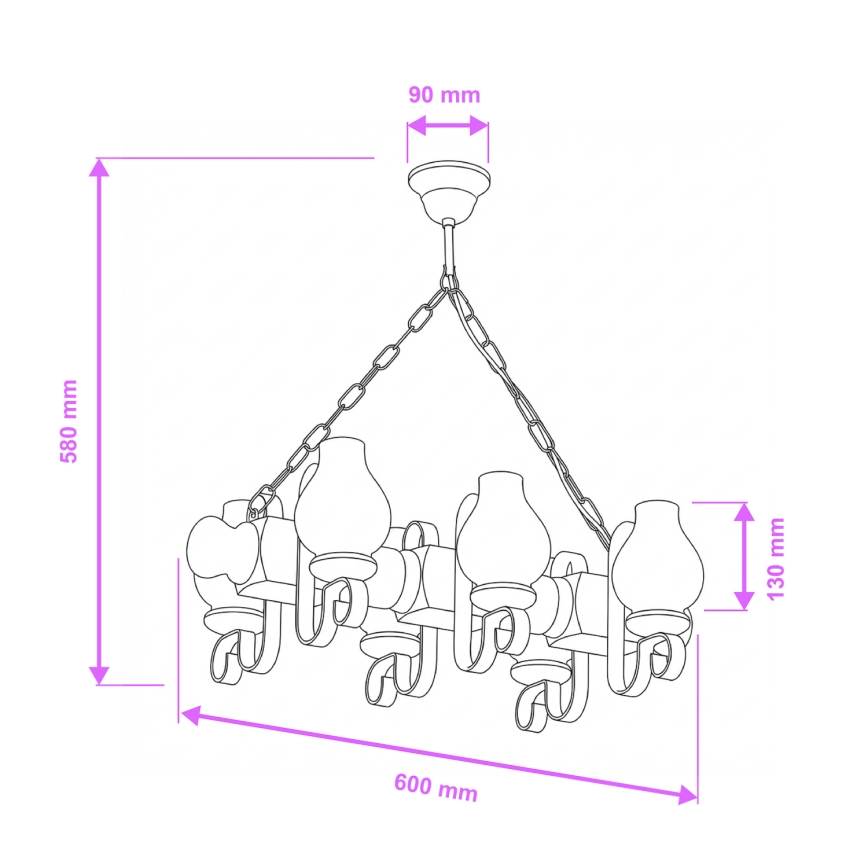 Brilagi - Chandelier on a chain RUSTIC 6xE14/40W/230V beech