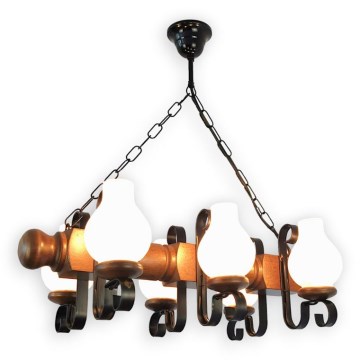 Brilagi - Chandelier on a chain RUSTIC 6xE14/40W/230V beech/walnut
