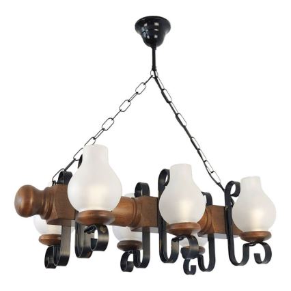 Brilagi - Chandelier on a chain RUSTIC 6xE14/40W/230V beech/walnut