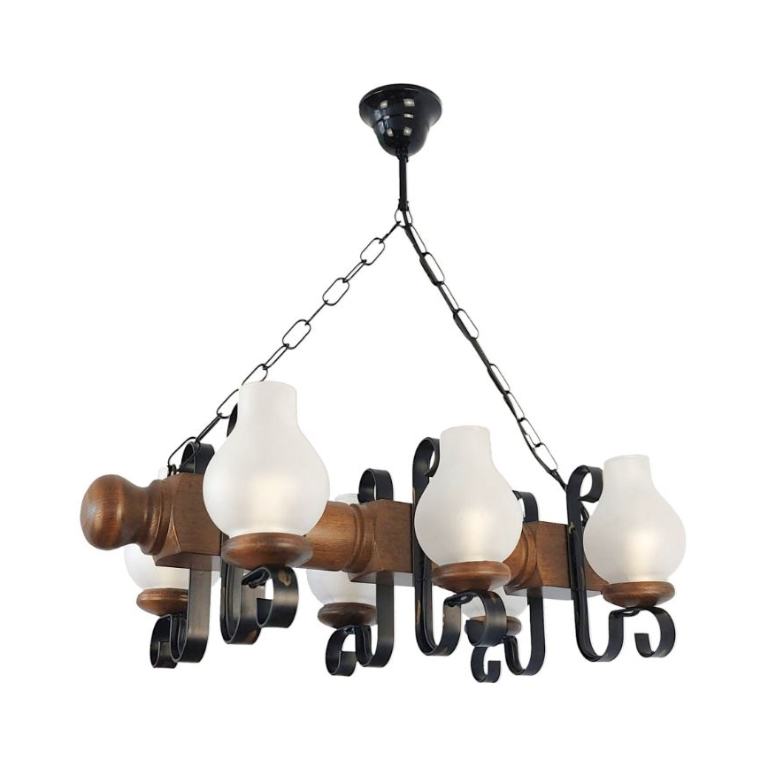 Brilagi - Chandelier on a chain RUSTIC 6xE14/40W/230V beech/walnut