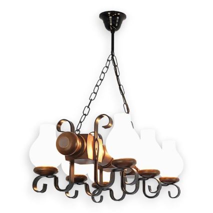 Brilagi - Chandelier on a chain RUSTIC 6xE14/40W/230V beech/walnut