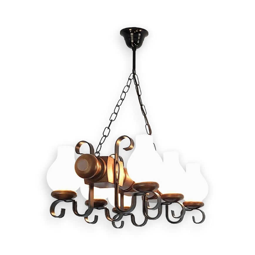 Brilagi - Chandelier on a chain RUSTIC 6xE14/40W/230V beech/walnut