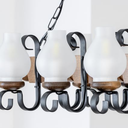 Brilagi - Chandelier on a chain RUSTIC 6xE14/40W/230V beech/walnut