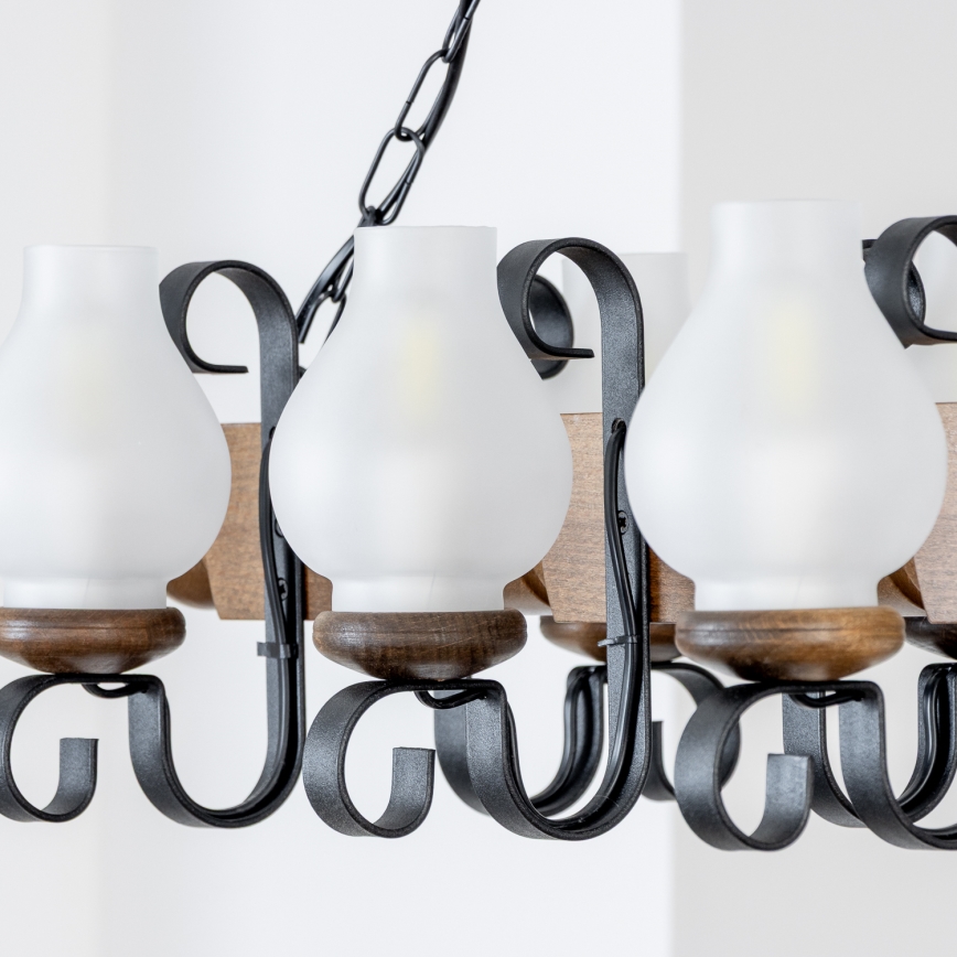Brilagi - Chandelier on a chain RUSTIC 6xE14/40W/230V beech/walnut