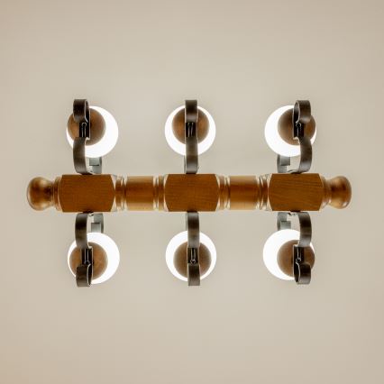 Brilagi - Chandelier on a chain RUSTIC 6xE14/40W/230V beech/walnut
