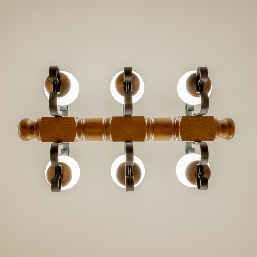 Brilagi - Chandelier on a chain RUSTIC 6xE14/40W/230V beech/walnut