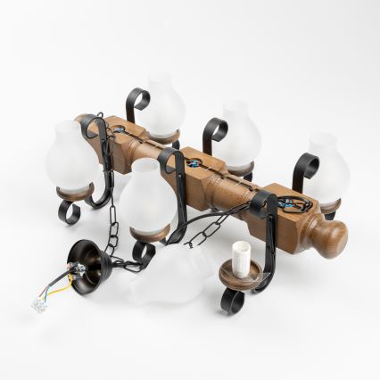 Brilagi - Chandelier on a chain RUSTIC 6xE14/40W/230V beech/walnut