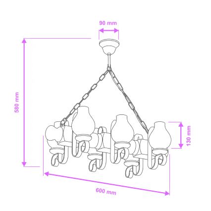 Brilagi - Chandelier on a chain RUSTIC 6xE14/40W/230V beech/walnut