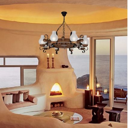 Brilagi - Chandelier on a chain TIMONA 8xE14/40W/230V beech/walnut