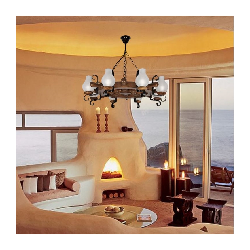 Brilagi - Chandelier on a chain TIMONA 8xE14/40W/230V beech/walnut
