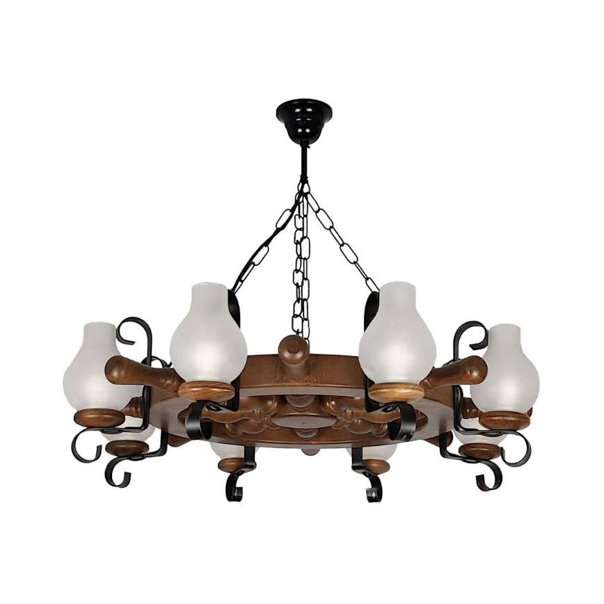 Brilagi - Chandelier on a chain TIMONA 8xE14/40W/230V beech/walnut