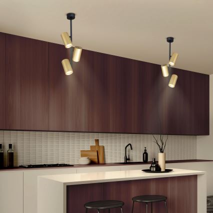 Brilagi - Chandelier on a pole SELE VERTICAL 3xGU10/30W/230V black/gold