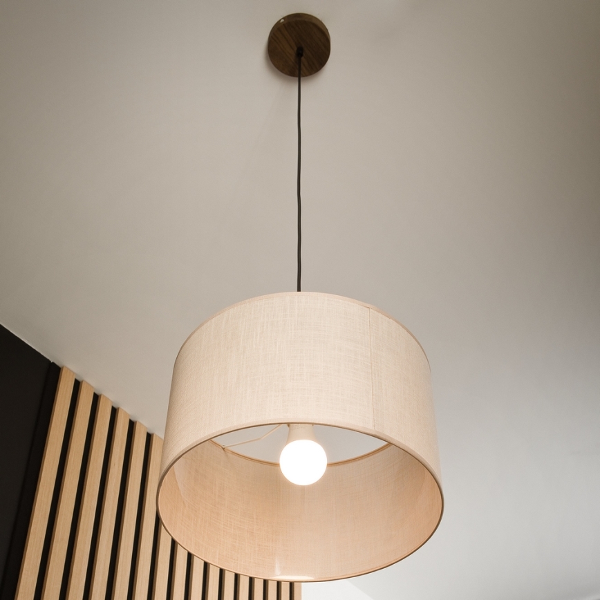 Brilagi - Chandelier on a string ANTHONY 1xE27/60W/230V oak walnut/beige