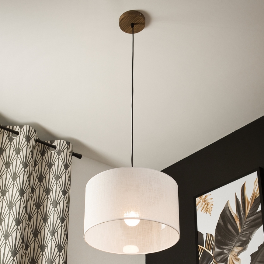 Brilagi - Chandelier on a string ANTHONY 1xE27/60W/230V oak walnut/white