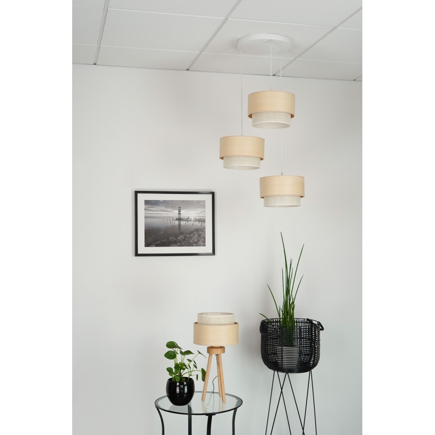 Brilagi - Chandelier on a string ARIZONA BOHO 3xE27/15W/230V beige/white