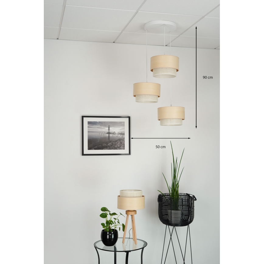 Brilagi - Chandelier on a string ARIZONA BOHO 3xE27/15W/230V beige/white