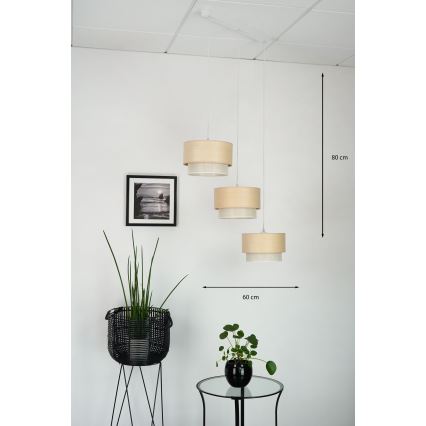 Brilagi - Chandelier on a string ARIZONA BOHO 3xE27/15W/230V beige/white