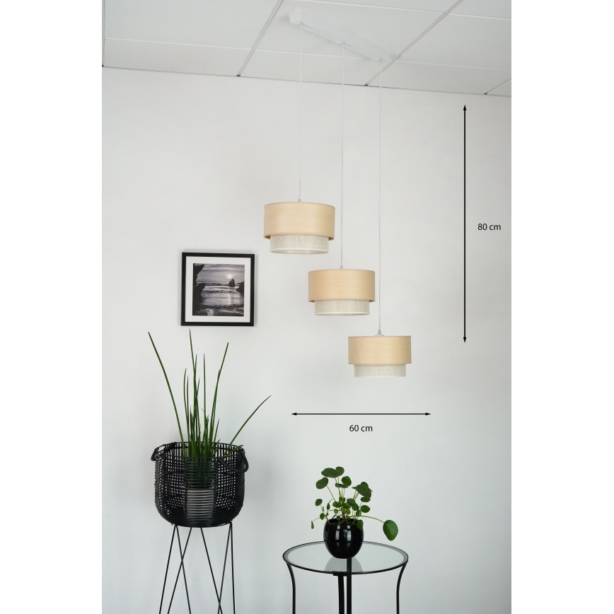Brilagi - Chandelier on a string ARIZONA BOHO 3xE27/15W/230V beige/white