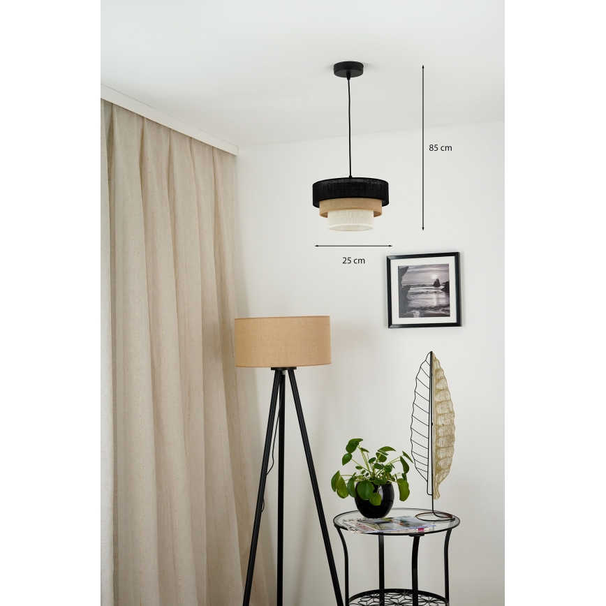 Brilagi - Chandelier on a string ASPEN LUNETA 1xE27/15W/230V d. 25 cm black/beige/creamy