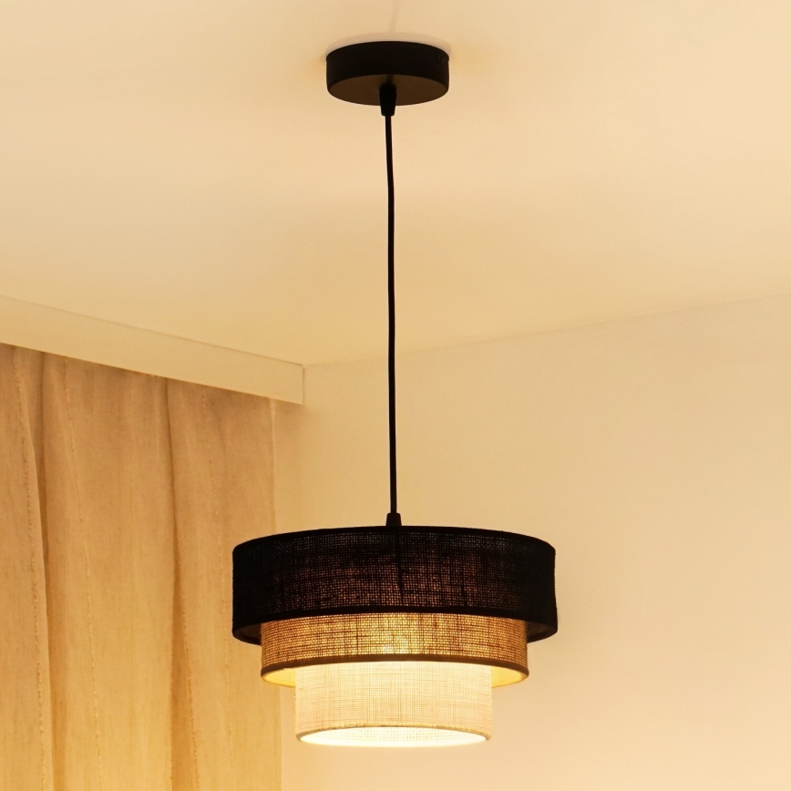 Brilagi - Chandelier on a string ASPEN LUNETA 1xE27/15W/230V d. 25 cm black/beige/creamy