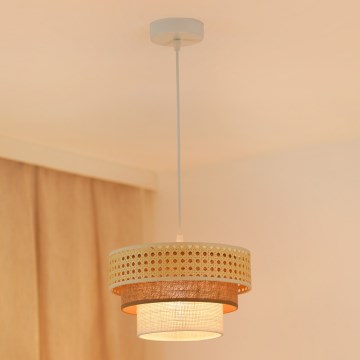 Brilagi - Chandelier on a string CEDAR LUNETA 1xE27/15W/230V d. 25 cm rattan/brown/creamy