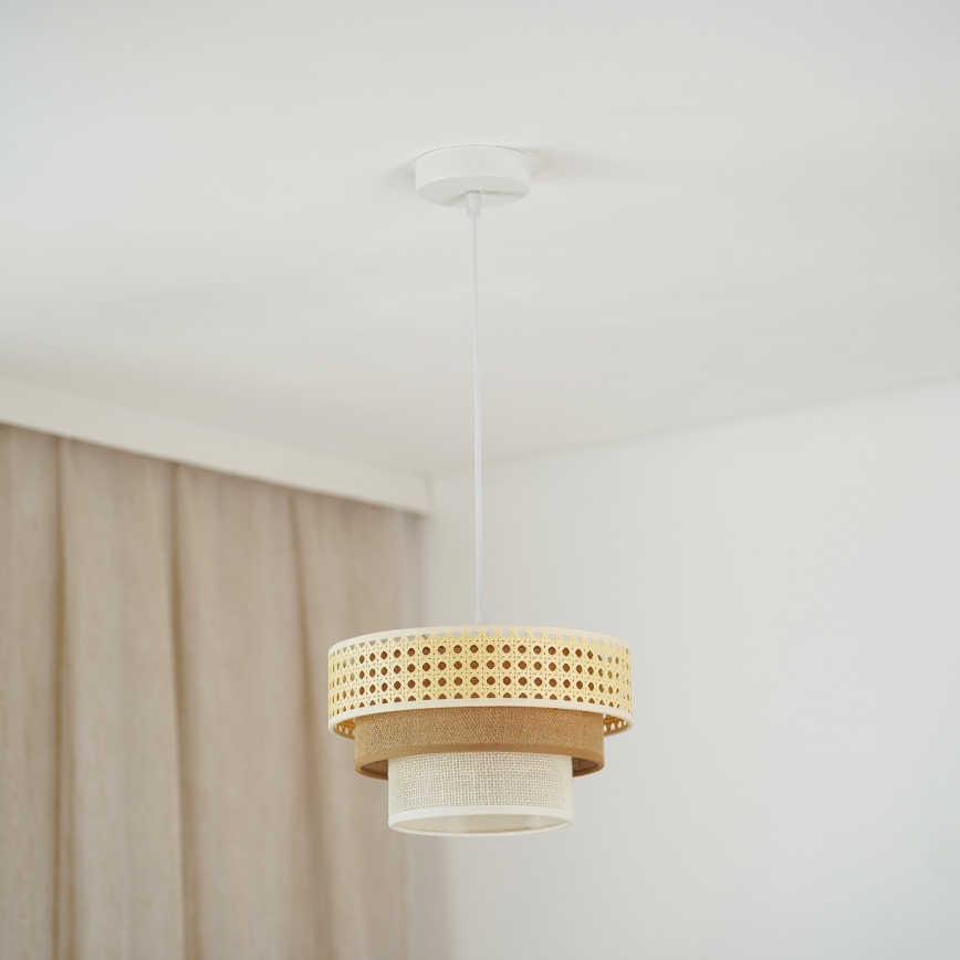 Brilagi - Chandelier on a string CEDAR LUNETA 1xE27/15W/230V d. 25 cm rattan/brown/creamy