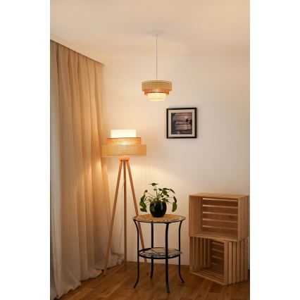 Brilagi - Chandelier on a string CEDAR LUNETA 1xE27/15W/230V d. 25 cm rattan/brown/creamy