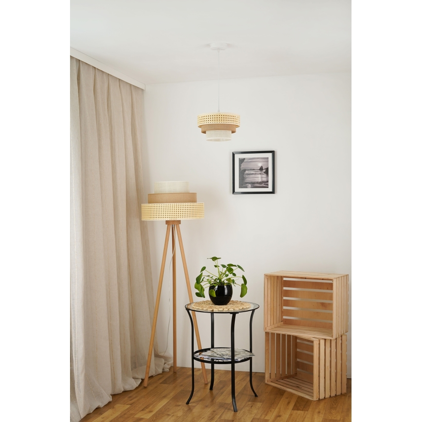 Brilagi - Chandelier on a string CEDAR LUNETA 1xE27/15W/230V d. 25 cm rattan/brown/creamy
