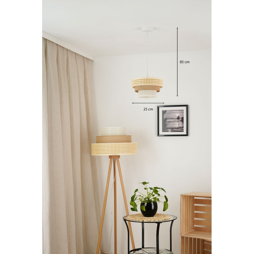 Brilagi - Chandelier on a string CEDAR LUNETA 1xE27/15W/230V d. 25 cm rattan/brown/creamy