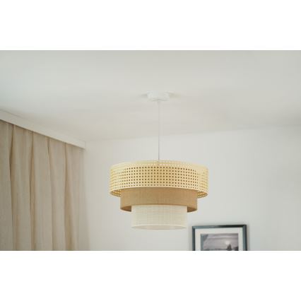 Brilagi - Chandelier on a string CEDAR LUNETA 1xE27/15W/230V d. 45 cm rattan/brown/creamy