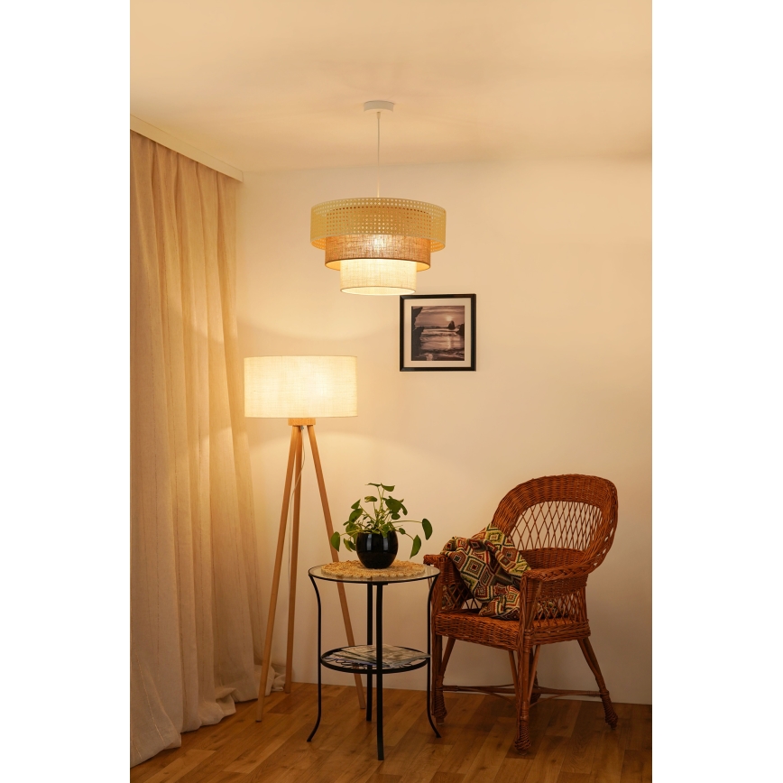 Brilagi - Chandelier on a string CEDAR LUNETA 1xE27/15W/230V d. 45 cm rattan/brown/creamy