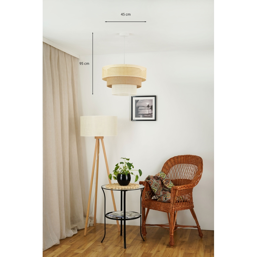 Brilagi - Chandelier on a string CEDAR LUNETA 1xE27/15W/230V d. 45 cm rattan/brown/creamy