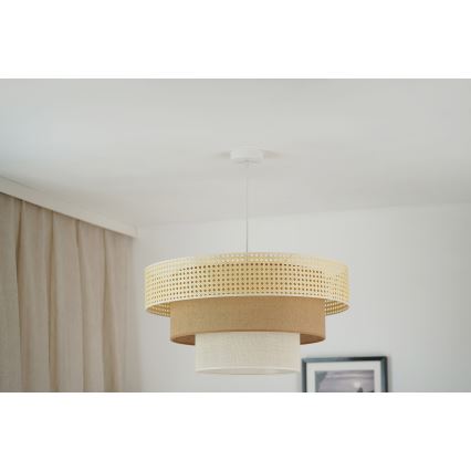 Brilagi - Chandelier on a string CEDAR LUNETA 1xE27/15W/230V d. 60 cm rattan/brown/creamy