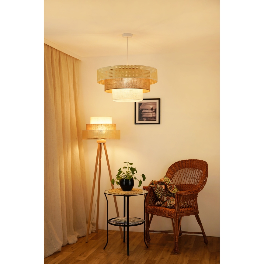 Brilagi - Chandelier on a string CEDAR LUNETA 1xE27/15W/230V d. 60 cm rattan/brown/creamy