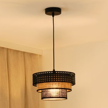 Brilagi - Chandelier on a string DAKOTA LUNETA 1xE27/15W/230V d. 25 cm black/rattan