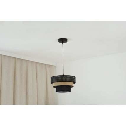 Brilagi - Chandelier on a string DAKOTA LUNETA 1xE27/15W/230V d. 25 cm black/rattan
