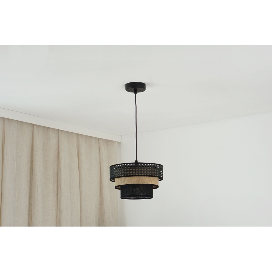 Brilagi - Chandelier on a string DAKOTA LUNETA 1xE27/15W/230V d. 25 cm black/rattan