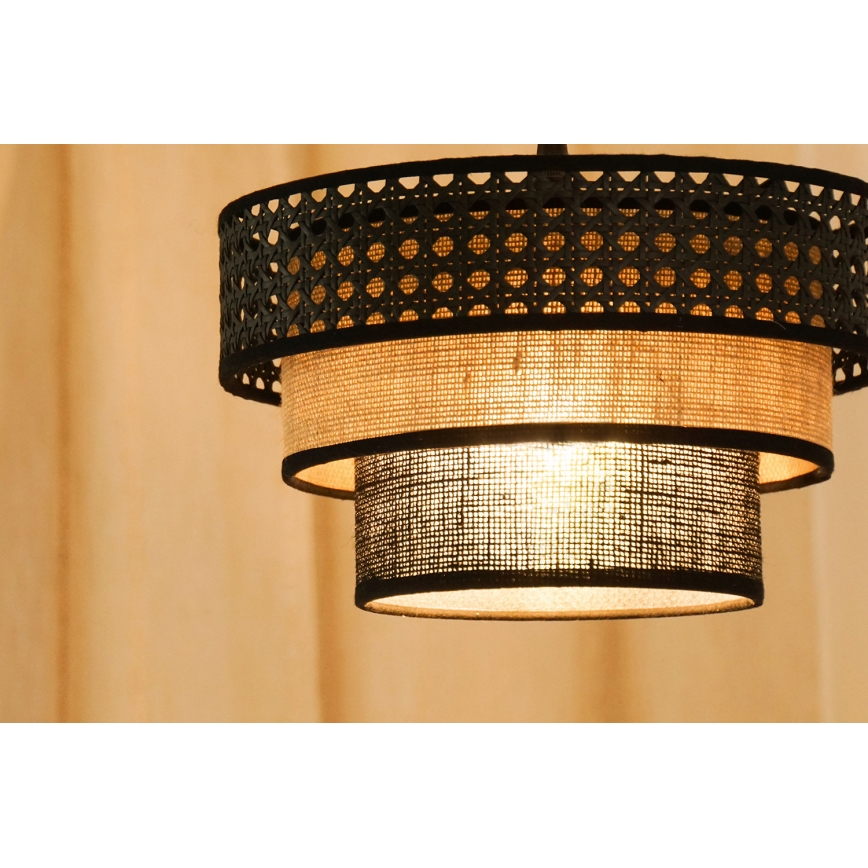 Brilagi - Chandelier on a string DAKOTA LUNETA 1xE27/15W/230V d. 25 cm black/rattan