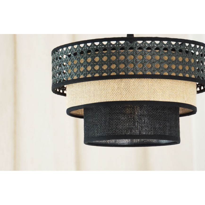 Brilagi - Chandelier on a string DAKOTA LUNETA 1xE27/15W/230V d. 25 cm black/rattan