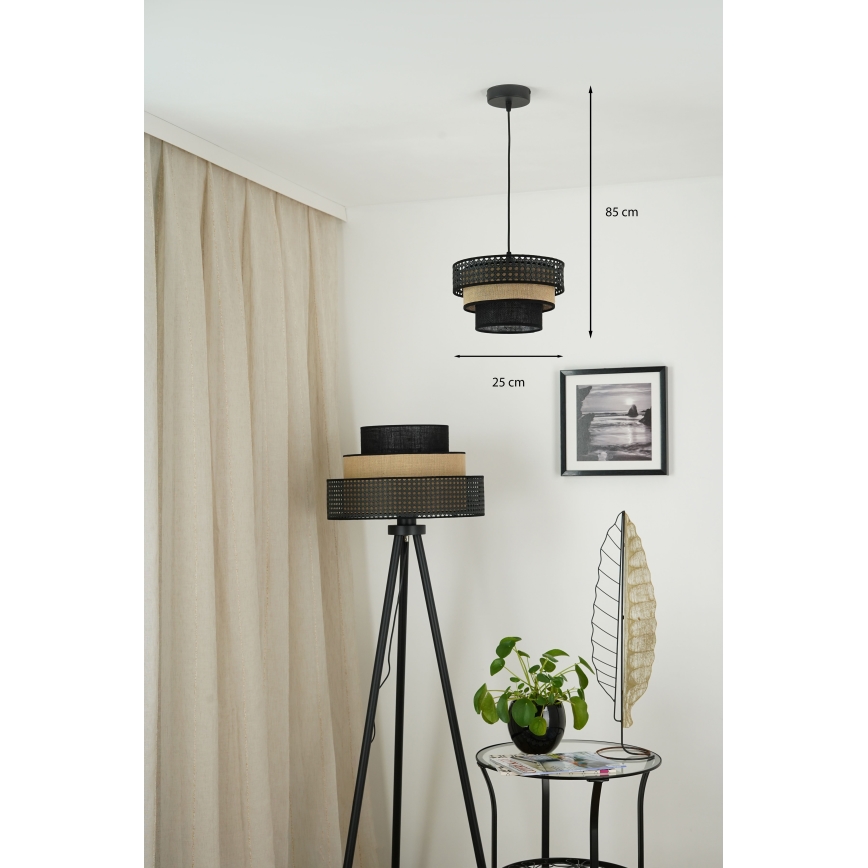 Brilagi - Chandelier on a string DAKOTA LUNETA 1xE27/15W/230V d. 25 cm black/rattan