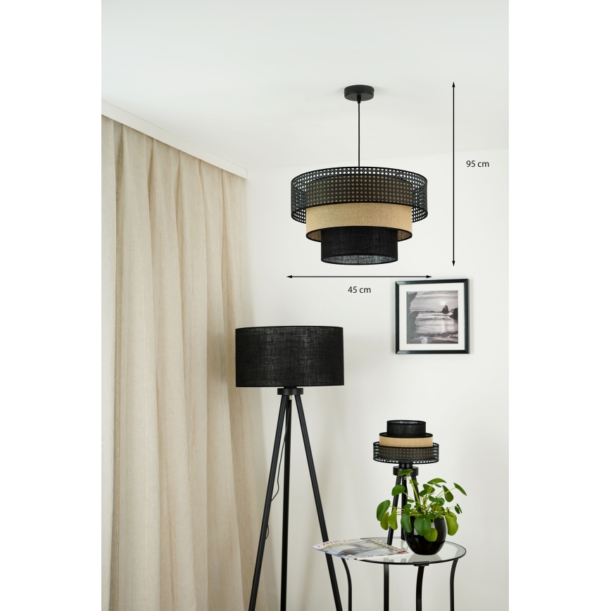 Brilagi - Chandelier on a string DAKOTA LUNETA 1xE27/15W/230V d. 45 cm black/rattan
