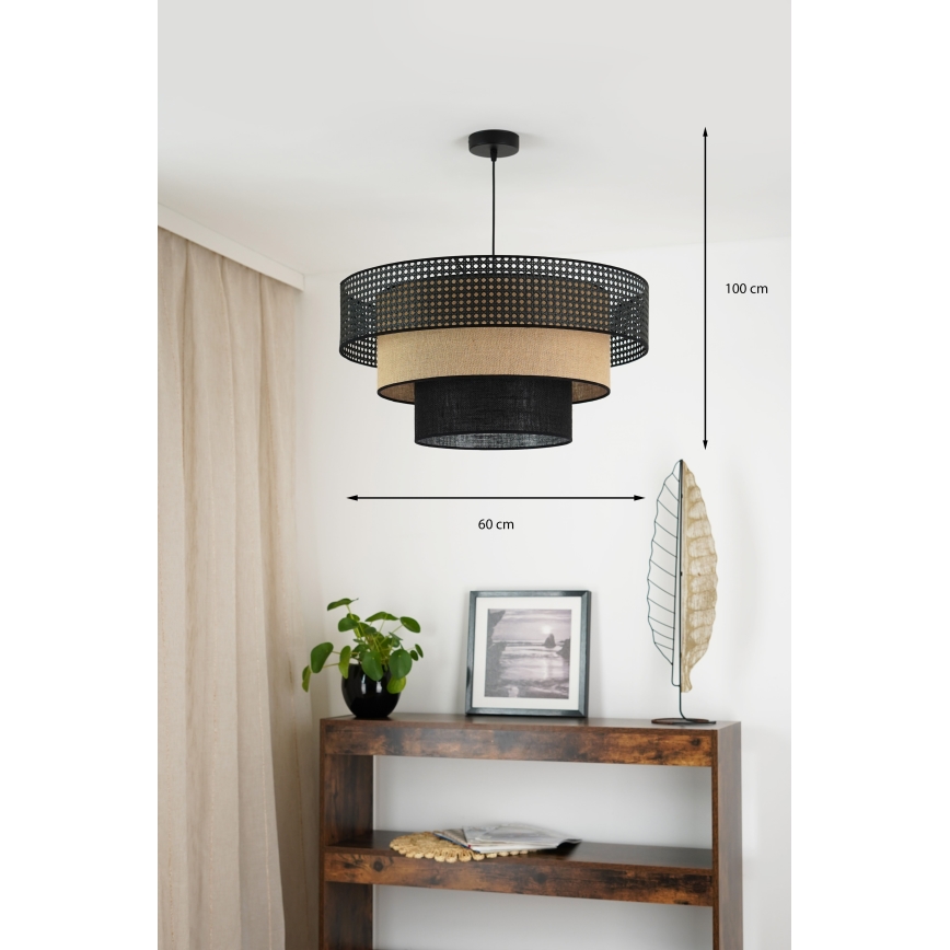 Brilagi - Chandelier on a string DAKOTA LUNETA 1xE27/15W/230V d. 60 cm black/rattan