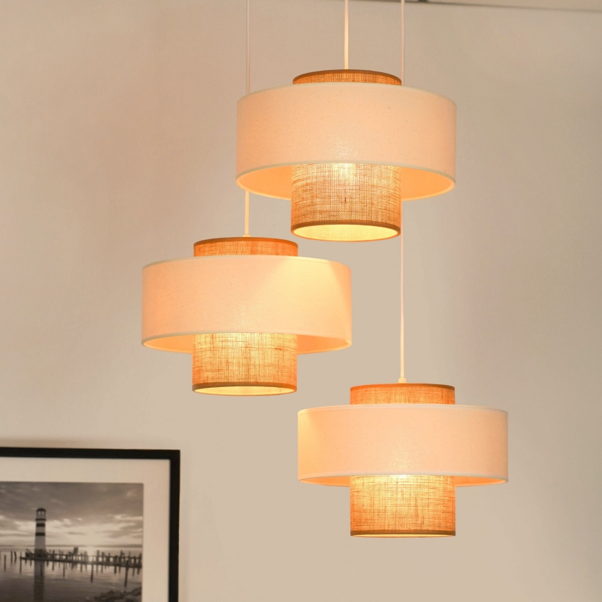 Brilagi - Chandelier on a string DALLAS 3xE27/15W/230V brown/creamy/white