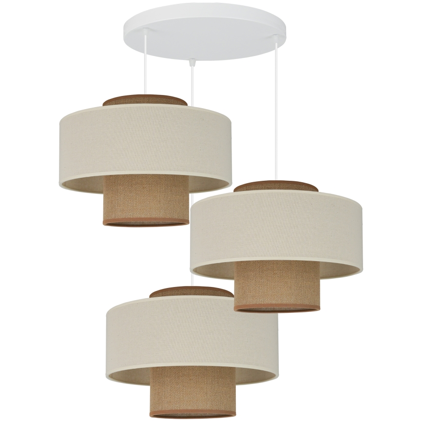 Brilagi - Chandelier on a string DALLAS 3xE27/15W/230V brown/creamy/white