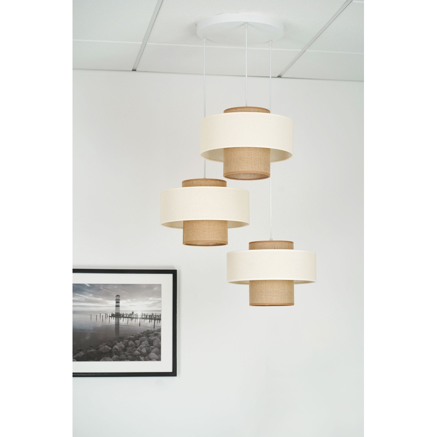 Brilagi - Chandelier on a string DALLAS 3xE27/15W/230V brown/creamy/white