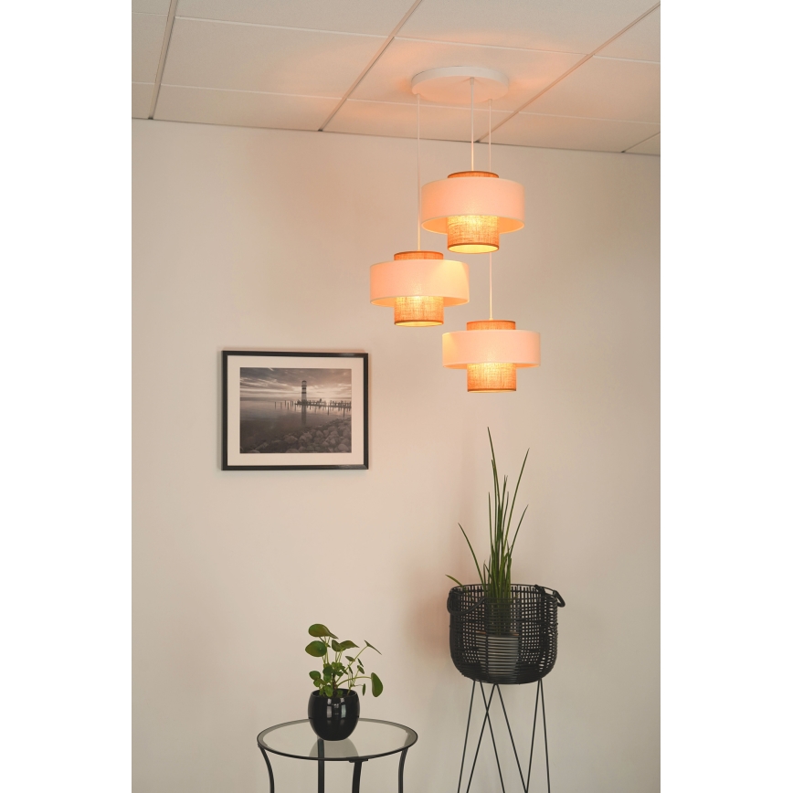 Brilagi - Chandelier on a string DALLAS 3xE27/15W/230V brown/creamy/white